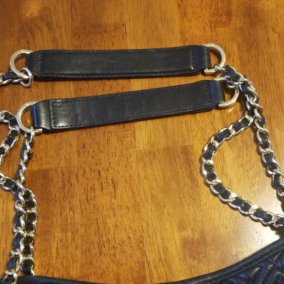 Tory Burch Black Quilted Tote with Chain Straps - Picture 6 of 8